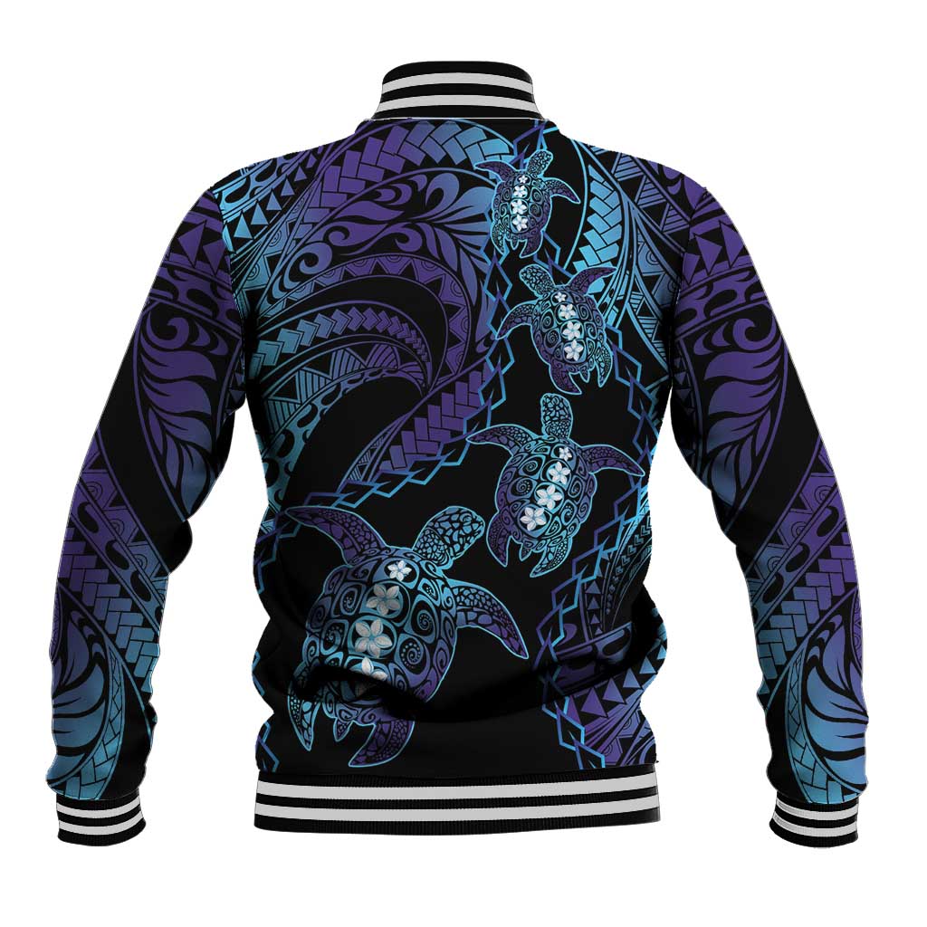Polynesia Sea Turtle Day Baseball Jacket Tribal Honu Plumeria Polynesian Pattern LT14 - Polynesian Pride
