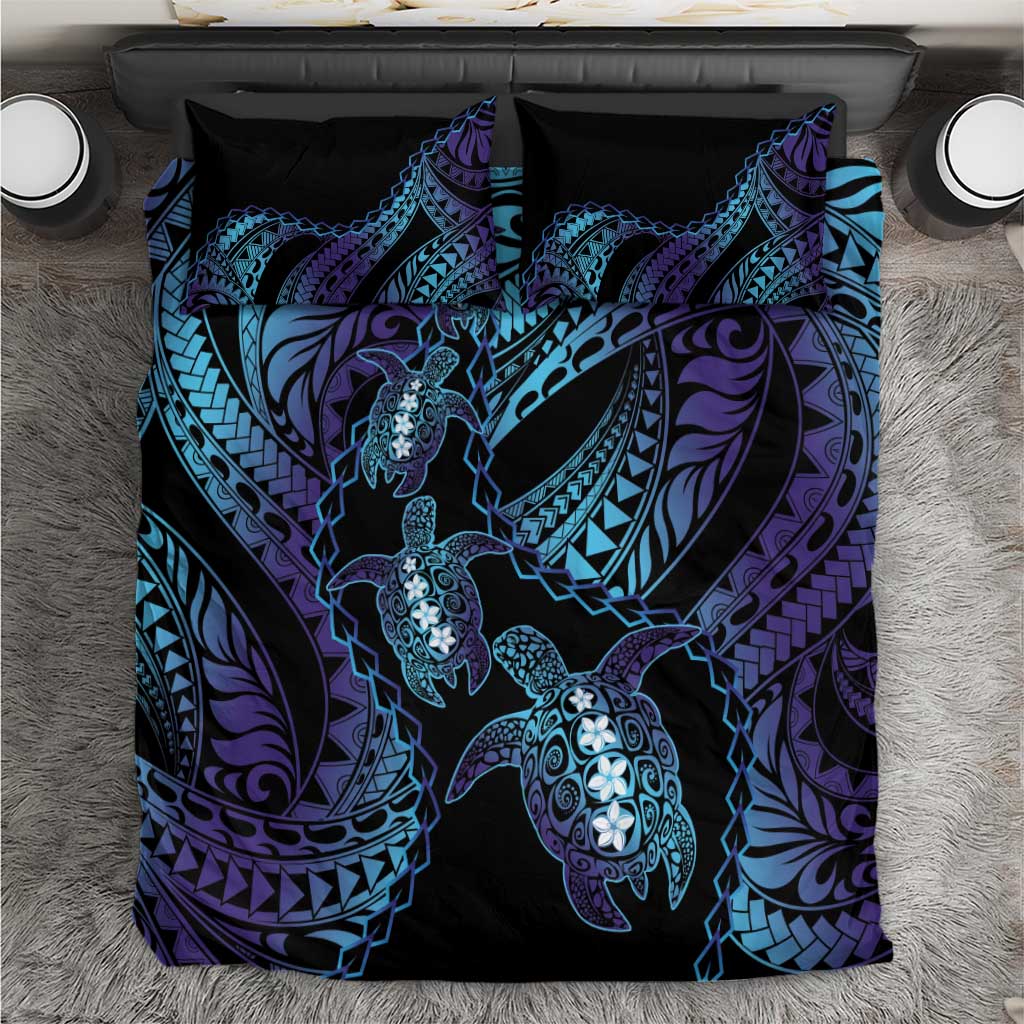 Polynesia Sea Turtle Day Bedding Set Tribal Honu Plumeria Polynesian Pattern LT14 Purple - Polynesian Pride