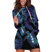 Polynesia Sea Turtle Day Hoodie Dress Tribal Honu Plumeria Polynesian Pattern LT14 Purple - Polynesian Pride