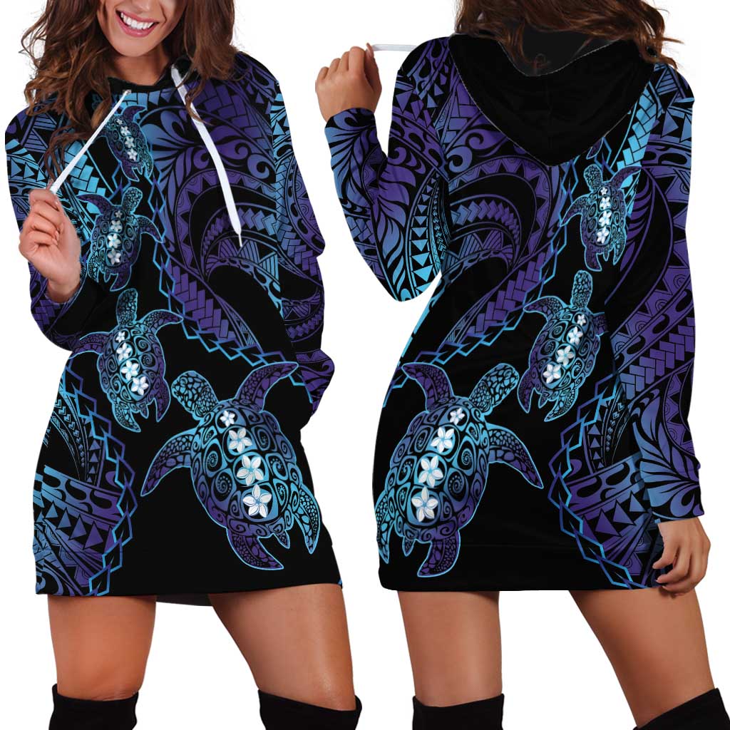 Polynesia Sea Turtle Day Hoodie Dress Tribal Honu Plumeria Polynesian Pattern LT14 - Polynesian Pride