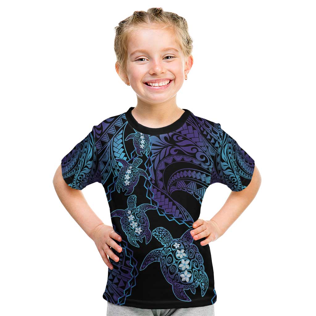 Polynesia Sea Turtle Day Kid T Shirt Tribal Honu Plumeria Polynesian Pattern LT14 Purple - Polynesian Pride