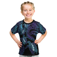 Polynesia Sea Turtle Day Kid T Shirt Tribal Honu Plumeria Polynesian Pattern LT14 Purple - Polynesian Pride