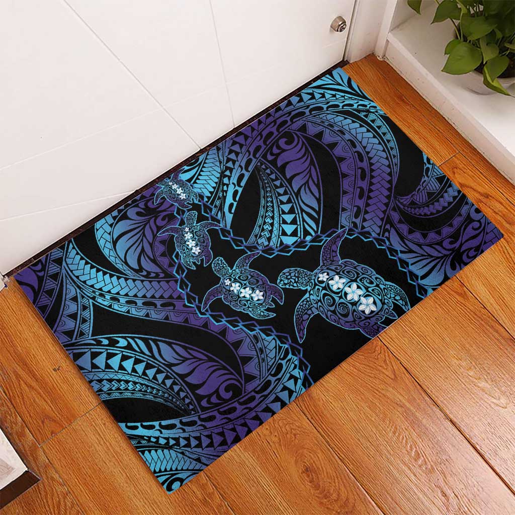 Polynesia Sea Turtle Day Rubber Doormat Tribal Honu Plumeria Polynesian Pattern LT14 - Polynesian Pride