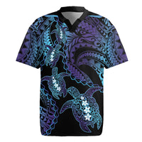 Polynesia Sea Turtle Day Rugby Jersey Tribal Honu Plumeria Polynesian Pattern LT14 Purple - Polynesian Pride