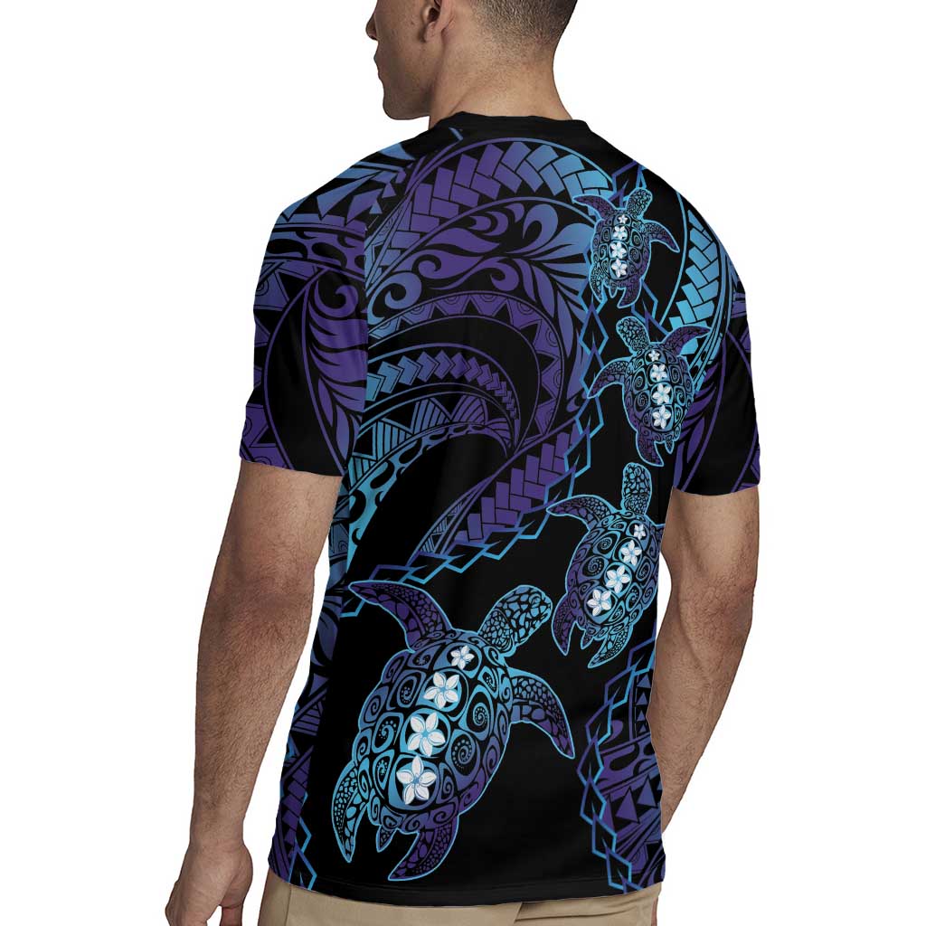 Polynesia Sea Turtle Day Rugby Jersey Tribal Honu Plumeria Polynesian Pattern LT14 - Polynesian Pride