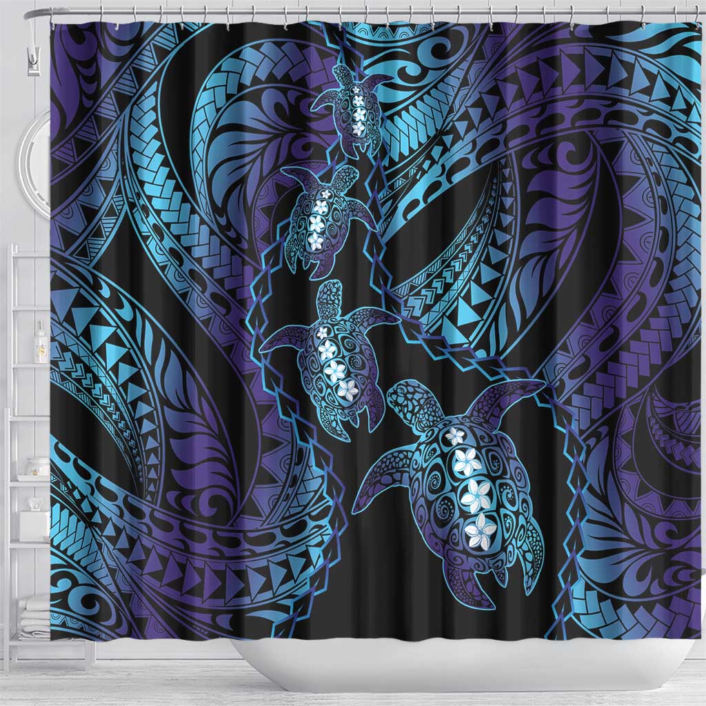 Polynesia Sea Turtle Day Shower Curtain Tribal Honu Plumeria Polynesian Pattern LT14 - Polynesian Pride