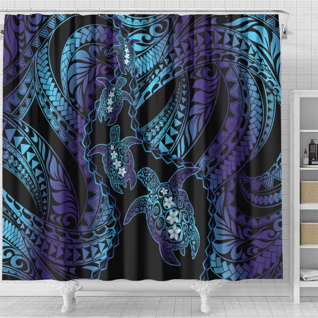 Polynesia Sea Turtle Day Shower Curtain Tribal Honu Plumeria Polynesian Pattern LT14 - Polynesian Pride