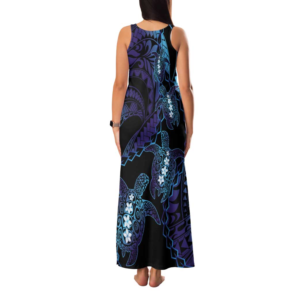 Polynesia Sea Turtle Day Tank Maxi Dress Tribal Honu Plumeria Polynesian Pattern LT14 - Polynesian Pride