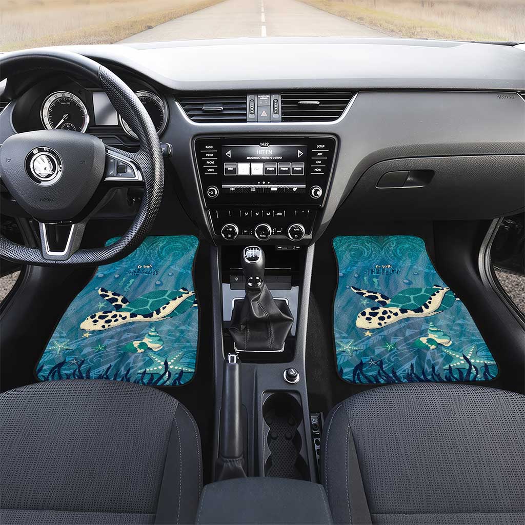 World Sea Turtle Day Polynesia Car Mats Go With The Flow LT14 Set 2pcs - Front Cyan - Polynesian Pride