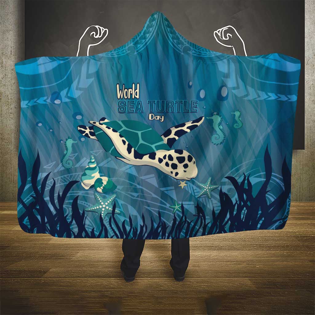 World Sea Turtle Day Polynesia Hooded Blanket Go With The Flow LT14 - Polynesian Pride