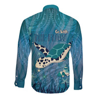 World Sea Turtle Day Polynesia Long Sleeve Button Shirt Go With The Flow LT14 - Polynesian Pride
