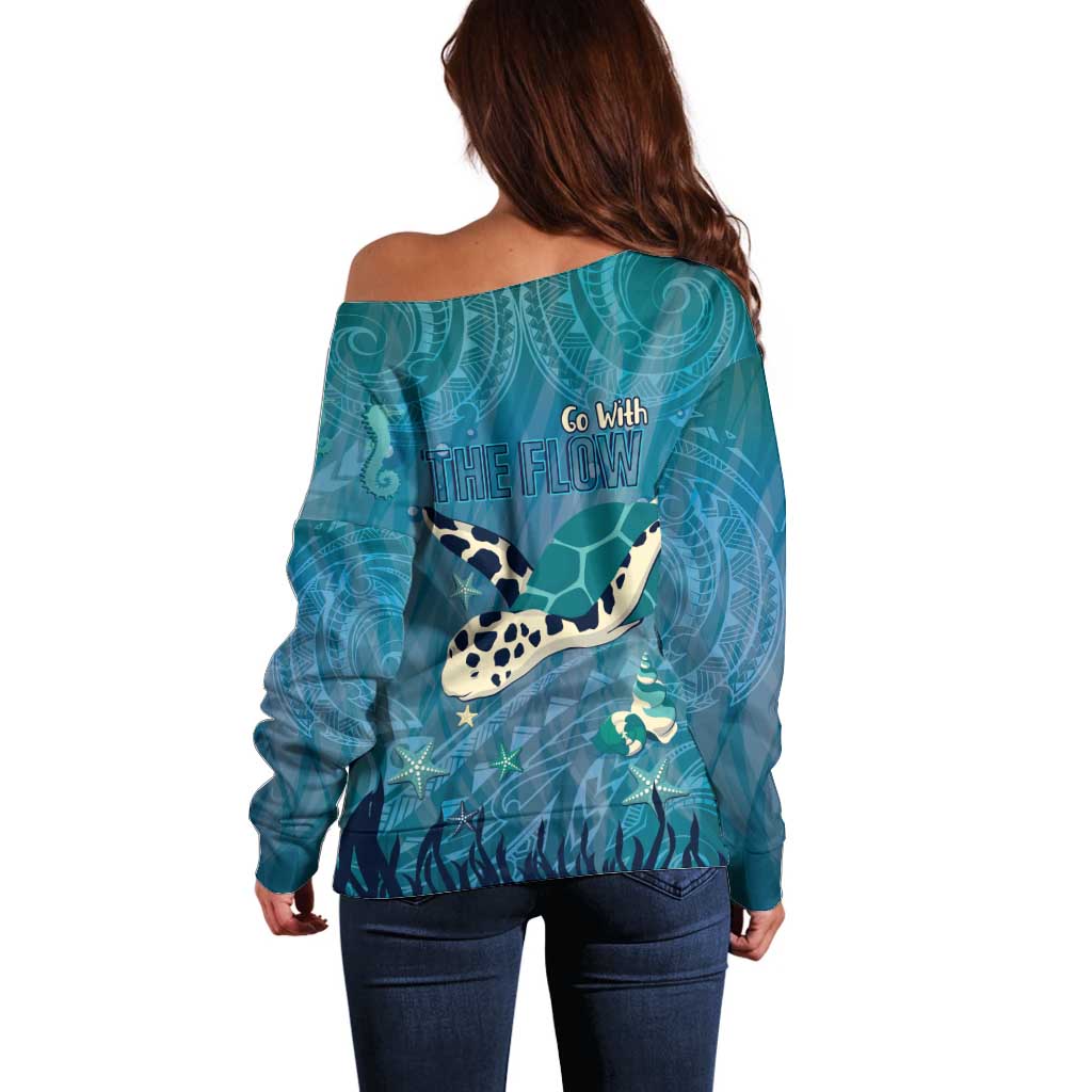 World Sea Turtle Day Polynesia Off Shoulder Sweater Go With The Flow LT14 - Polynesian Pride