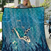World Sea Turtle Day Polynesia Quilt Go With The Flow LT14 Cyan - Polynesian Pride