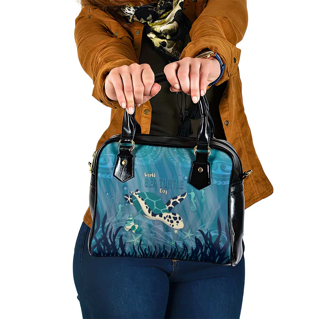 World Sea Turtle Day Polynesia Shoulder Handbag Go With The Flow LT14 One Size Cyan - Polynesian Pride