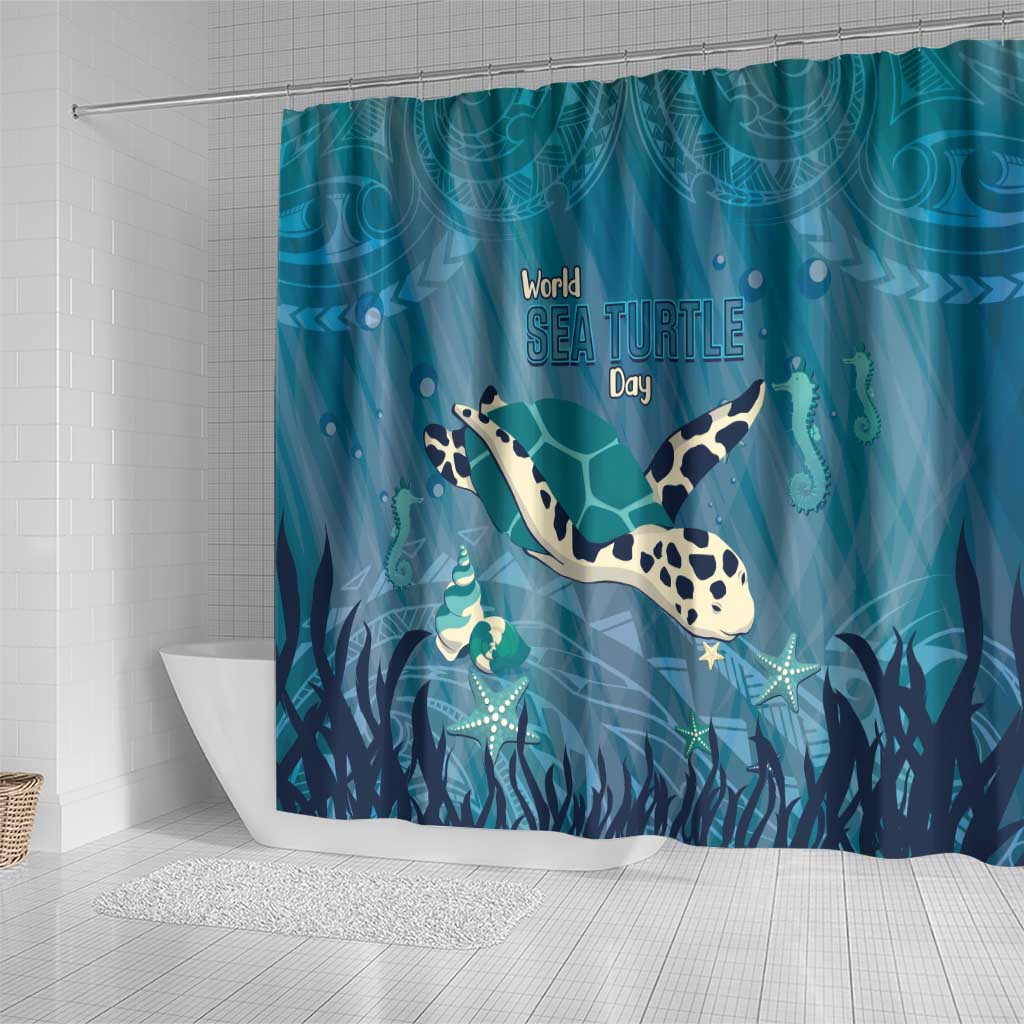 World Sea Turtle Day Polynesia Shower Curtain Go With The Flow LT14 - Polynesian Pride