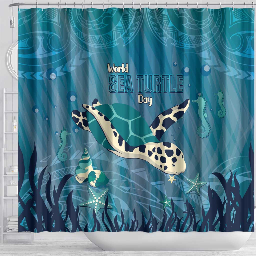 World Sea Turtle Day Polynesia Shower Curtain Go With The Flow LT14 - Polynesian Pride