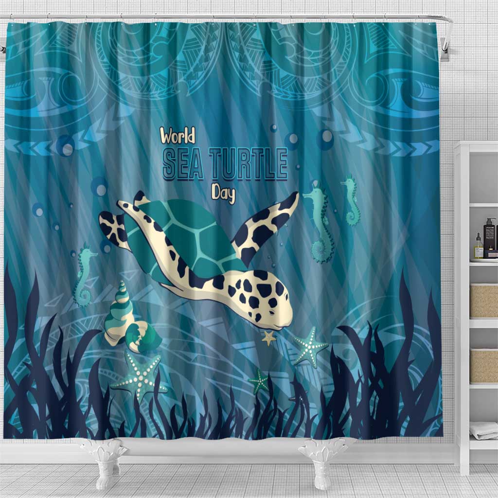 World Sea Turtle Day Polynesia Shower Curtain Go With The Flow LT14 - Polynesian Pride