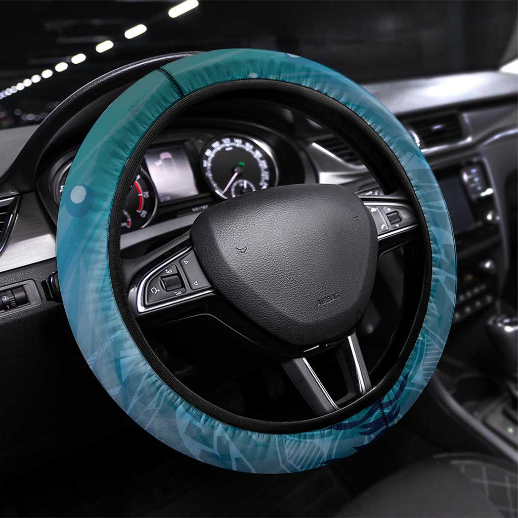 World Sea Turtle Day Polynesia Steering Wheel Cover Go With The Flow LT14 Universal Fit Cyan - Polynesian Pride