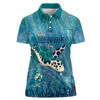 World Sea Turtle Day Polynesia Women Polo Shirt Go With The Flow LT14 Female Cyan - Polynesian Pride