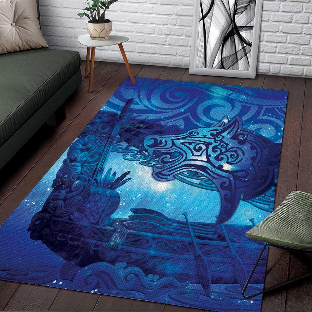 Kuri New Zealand Matariki Area Rug Aotearoa Dog Waka Maori New Year Galaxy Vibes LT14 Blue - Polynesian Pride