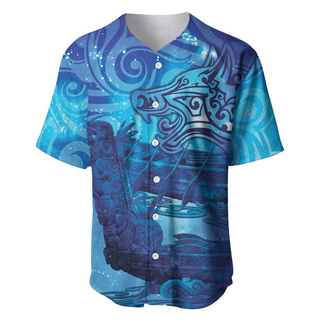 Kuri New Zealand Matariki Baseball Jersey Aotearoa Dog Waka Maori New Year Galaxy Vibes LT14 Blue - Polynesian Pride