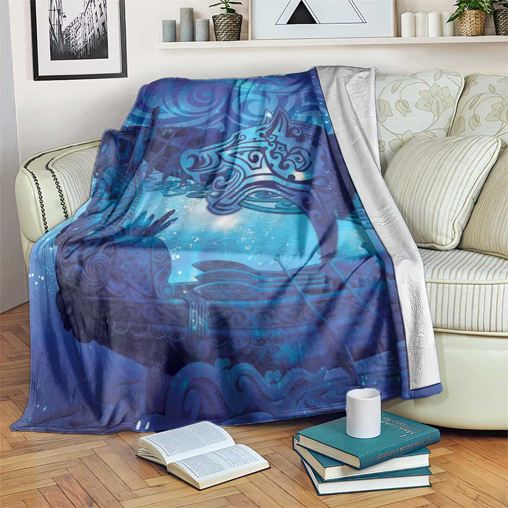 Kuri New Zealand Matariki Blanket Aotearoa Dog Waka Maori New Year Galaxy Vibes LT14 Blue - Polynesian Pride