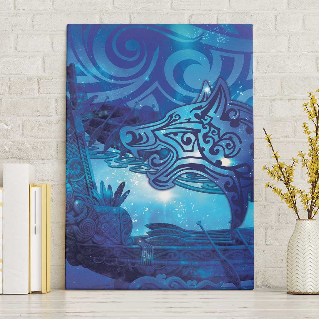 Kuri New Zealand Matariki Canvas Wall Art Aotearoa Dog Waka Maori New Year Galaxy Vibes LT14 Without Frame Blue - Polynesian Pride