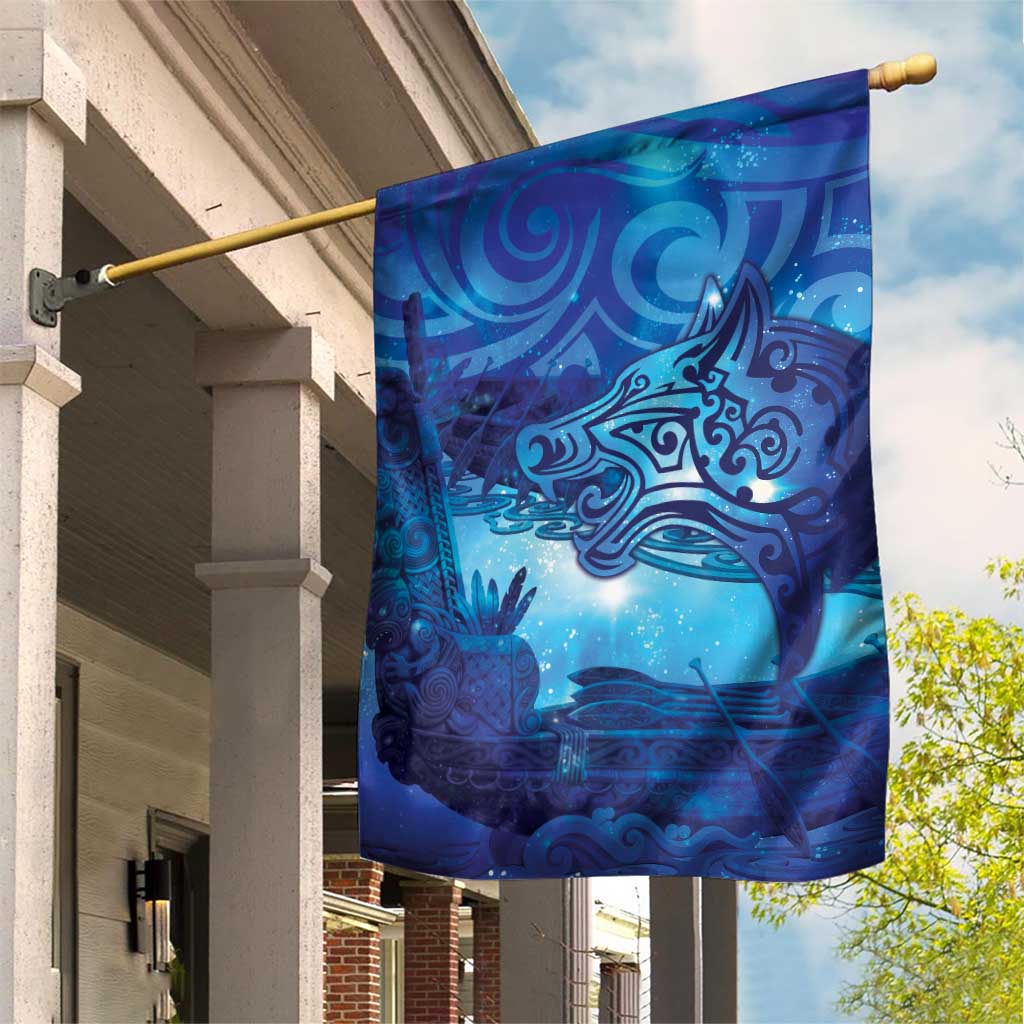 Kuri New Zealand Matariki Garden Flag Aotearoa Dog Waka Maori New Year Galaxy Vibes LT14 House Flag Blue - Polynesian Pride