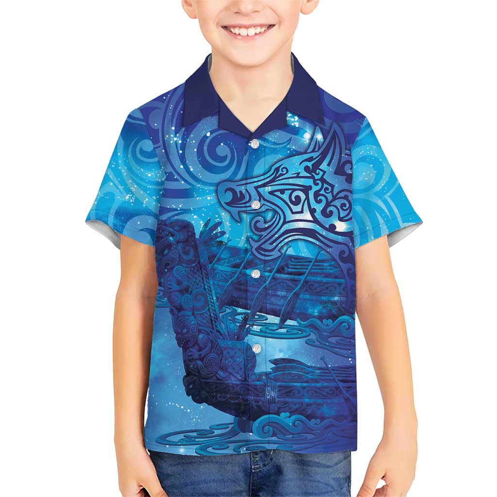 Kuri New Zealand Matariki Kid Hawaiian Shirt Aotearoa Dog Waka Maori New Year Galaxy Vibes LT14 Kid Blue - Polynesian Pride