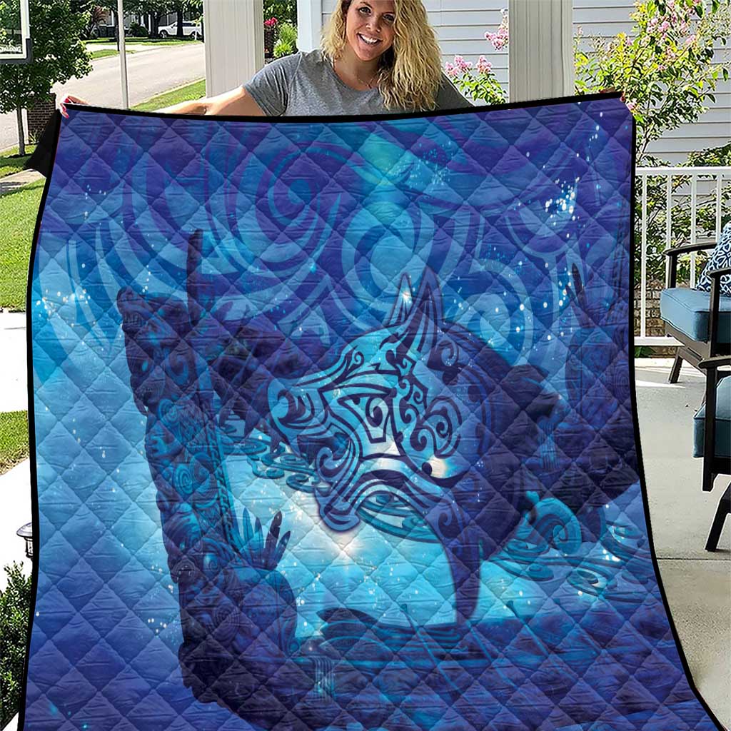 Kuri New Zealand Matariki Quilt Aotearoa Dog Waka Maori New Year Galaxy Vibes LT14 Blue - Polynesian Pride