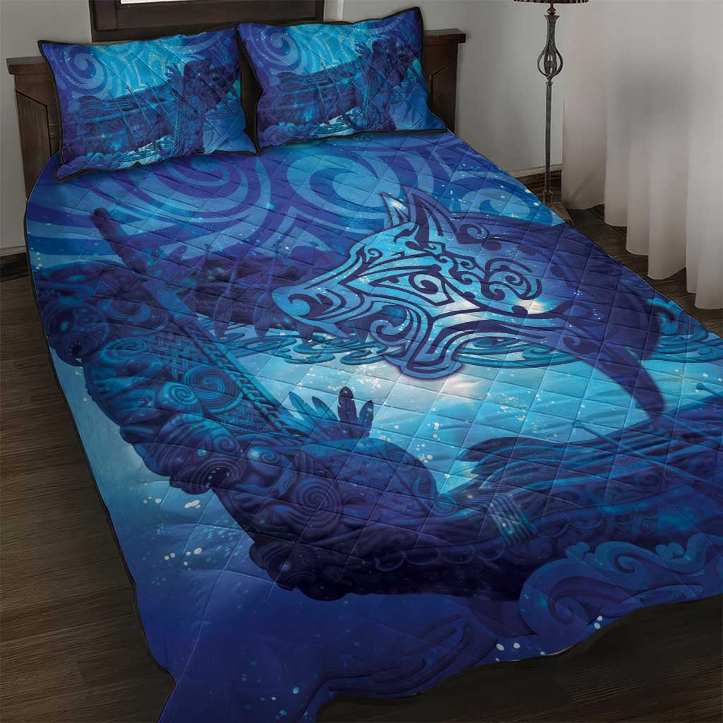 Kuri New Zealand Matariki Quilt Bed Set Aotearoa Dog Waka Maori New Year Galaxy Vibes LT14 Blue - Polynesian Pride