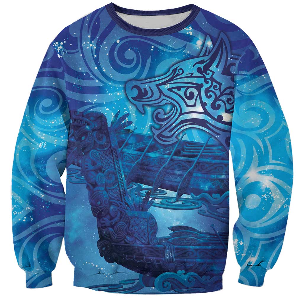 Kuri New Zealand Matariki Sweatshirt Aotearoa Dog Waka Maori New Year Galaxy Vibes LT14 Unisex Blue - Polynesian Pride
