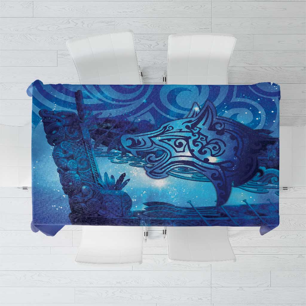 Kuri New Zealand Matariki Tablecloth Aotearoa Dog Waka Maori New Year Galaxy Vibes LT14 Blue - Polynesian Pride