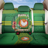Personalized Manu'a Cession Day Back Car Seat Cover Tropical Flowers With Polynesian Pattern LT14 One Size Green - Polynesian Pride