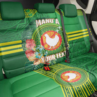 Personalized Manu'a Cession Day Back Car Seat Cover Tropical Flowers With Polynesian Pattern LT14 - Polynesian Pride