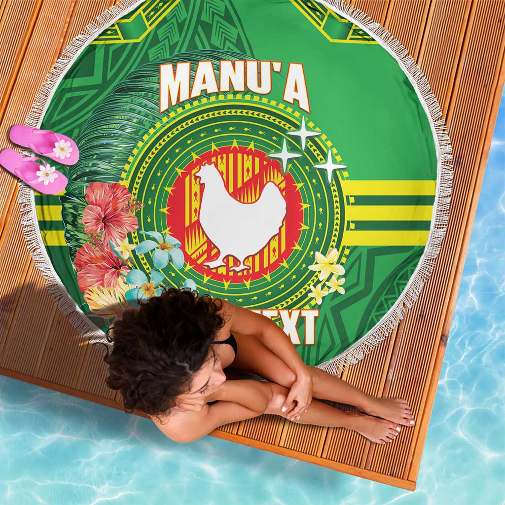 Personalized Manu'a Cession Day Beach Blanket Tropical Flowers With Polynesian Pattern LT14 - Polynesian Pride