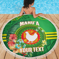 Personalized Manu'a Cession Day Beach Blanket Tropical Flowers With Polynesian Pattern LT14 - Polynesian Pride