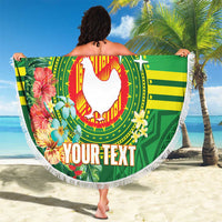 Personalized Manu'a Cession Day Beach Blanket Tropical Flowers With Polynesian Pattern LT14 - Polynesian Pride