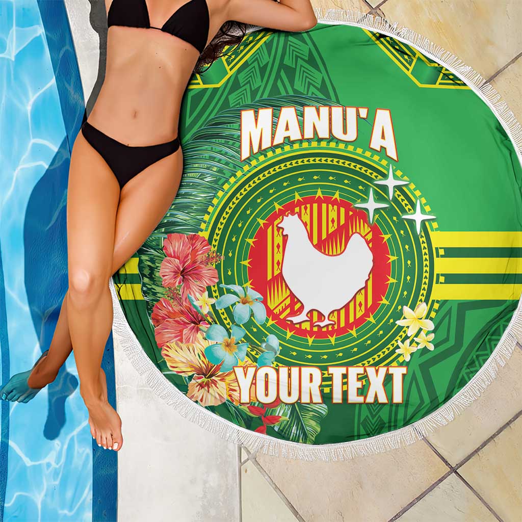 Personalized Manu'a Cession Day Beach Blanket Tropical Flowers With Polynesian Pattern LT14 - Polynesian Pride