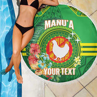 Personalized Manu'a Cession Day Beach Blanket Tropical Flowers With Polynesian Pattern LT14 - Polynesian Pride