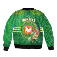 Personalized Manu'a Cession Day Bomber Jacket Tropical Flowers With Polynesian Pattern LT14 - Polynesian Pride