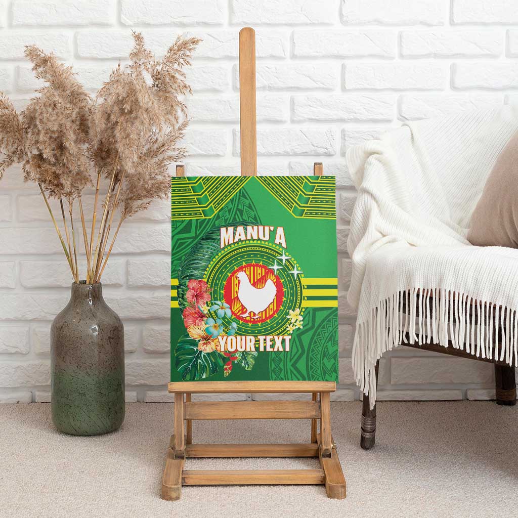 Personalized Manu'a Cession Day Canvas Wall Art Tropical Flowers With Polynesian Pattern LT14 - Polynesian Pride