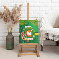 Personalized Manu'a Cession Day Canvas Wall Art Tropical Flowers With Polynesian Pattern LT14 - Polynesian Pride