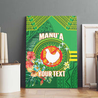 Personalized Manu'a Cession Day Canvas Wall Art Tropical Flowers With Polynesian Pattern LT14 - Polynesian Pride