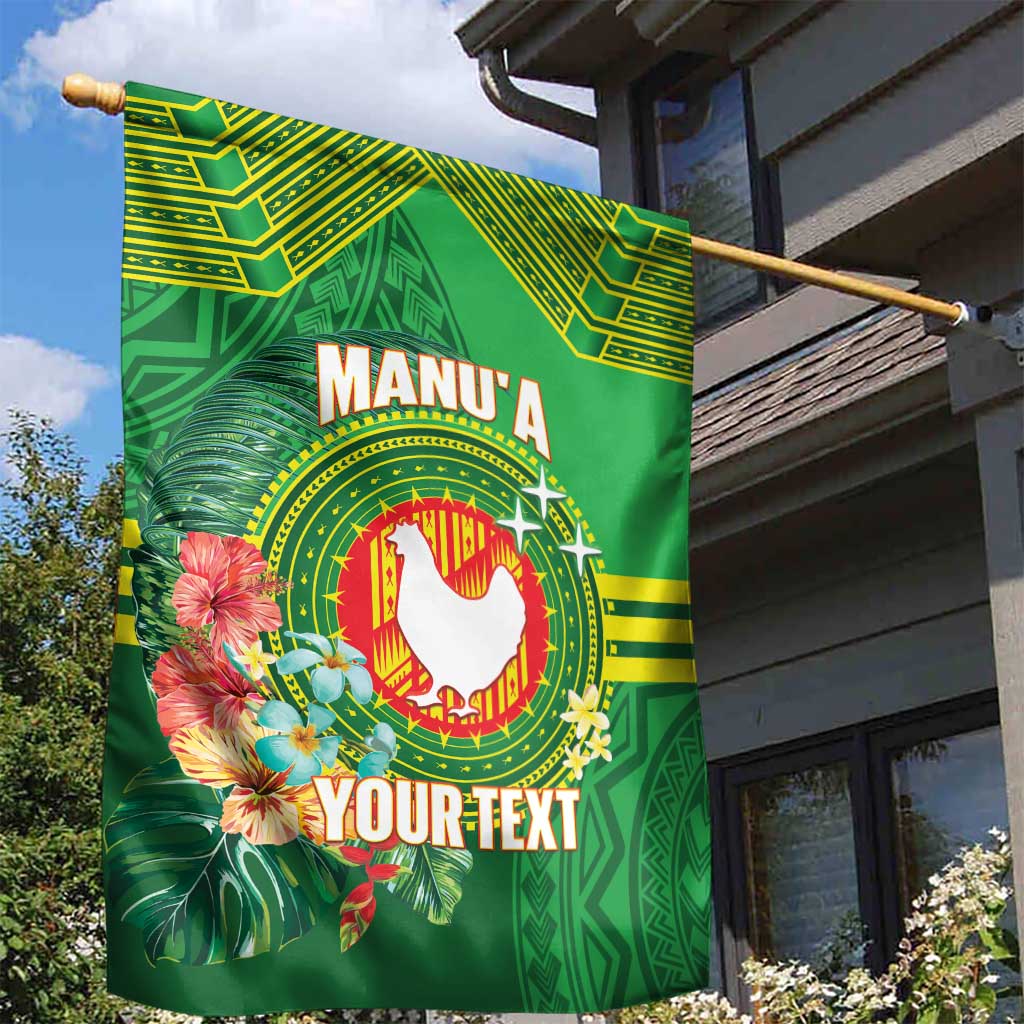 Personalized Manu'a Cession Day Garden Flag Tropical Flowers With Polynesian Pattern LT14 - Polynesian Pride