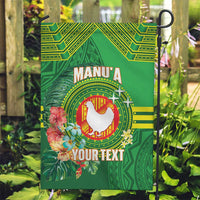 Personalized Manu'a Cession Day Garden Flag Tropical Flowers With Polynesian Pattern LT14 Garden Flag Green - Polynesian Pride