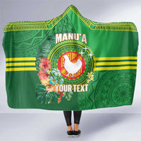 Personalized Manu'a Cession Day Hooded Blanket Tropical Flowers With Polynesian Pattern LT14 One Size Green - Polynesian Pride