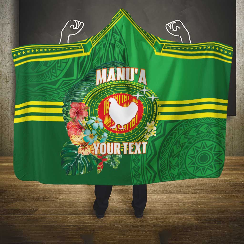 Personalized Manu'a Cession Day Hooded Blanket Tropical Flowers With Polynesian Pattern LT14 - Polynesian Pride