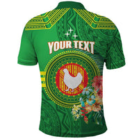 Personalized Manu'a Cession Day Polo Shirt Tropical Flowers With Polynesian Pattern LT14 - Polynesian Pride