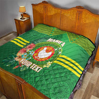 Personalized Manu'a Cession Day Quilt Tropical Flowers With Polynesian Pattern LT14 - Polynesian Pride